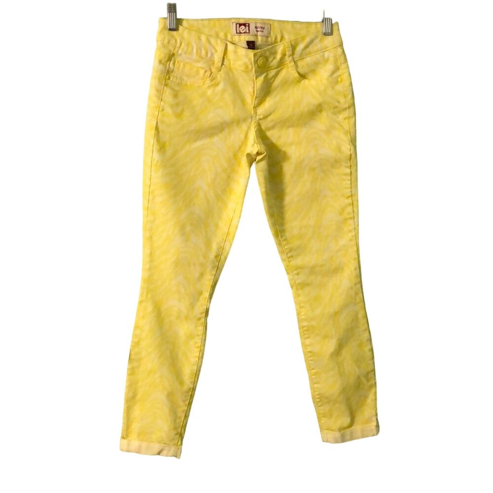 L.e.i. Ashley low rise Yellow Zebra print pants Juniors Size 3 Y2K Skinny